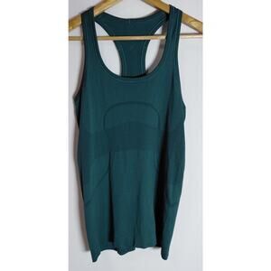Lululemon logo Racerback Tank Top Green Solid Knit Sleeveless Size 6